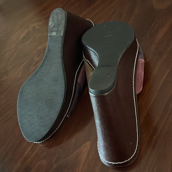 Coach patchwork wedge sandals in purples, creams and brown.  7M - Picture 4 of 8